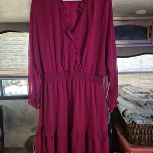 Emma & Michele Red Long Sleeve Dress